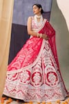 Buy_Riantas_Blue Raw Silk Embroidery Scoop Neck Bridal Lehenga Set  _at_Aza_Fashions