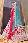 Shop_Riantas_Blue Raw Silk Embroidery Scoop Neck Bridal Lehenga Set  _at_Aza_Fashions