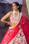 Buy_Riantas_Blue Raw Silk Embroidery Scoop Neck Bridal Lehenga Set  _Online_at_Aza_Fashions