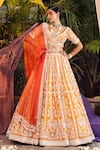 Riantas_Yellow Raw Silk Embroidery Sweetheart Neck Bridal Lehenga Set _Online_at_Aza_Fashions