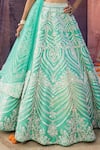 Shop_Riantas_Green Raw Silk Embroidery V Neck Bridal Lehenga Set  _Online_at_Aza_Fashions