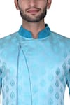 Buy_Rohit Kamra Jaipur_Blue Silk Brocade Bandhgala Set _Online_at_Aza_Fashions