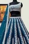 Riantas_Blue Pure Silk Lining Chroma Embroidery Pearl One Bridal Lehenga Set  _Online_at_Aza_Fashions