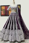 Riantas_Purple Pure Silk Lining Chroma Embroidery Pearl Bridal Lehenga Set  _Online_at_Aza_Fashions