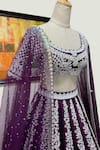 Shop_Riantas_Purple Pure Silk Lining Chroma Embroidery Pearl Bridal Lehenga Set  _Online_at_Aza_Fashions