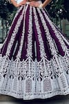 Riantas_Purple Pure Silk Lining Chroma Embroidery Pearl Bridal Lehenga Set  _at_Aza_Fashions