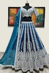 Buy_Riantas_Blue Pure Silk Lining Chroma Embroidery Pearl Bridal Lehenga Set  _at_Aza_Fashions