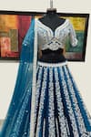 Shop_Riantas_Blue Pure Silk Lining Chroma Embroidery Pearl Bridal Lehenga Set  _at_Aza_Fashions