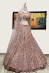 Buy_Riantas_Pink Net Lining Chroma Embroidery Pearl Round Bridal Lehenga Set  _at_Aza_Fashions