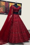 Shop_Riantas_Red Pure And Organza Lining Chroma Bridal Lehenga Set _Online_at_Aza_Fashions