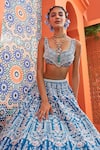 Buy_Riantas_Blue Lehenga And Blouse Raw Silk Embroidery Floral Peony Bridal Set _at_Aza_Fashions