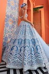 Shop_Riantas_Blue Lehenga And Blouse Raw Silk Embroidery Floral Peony Bridal Set _at_Aza_Fashions