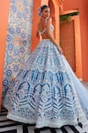 Riantas_Blue Lehenga And Blouse Raw Silk Embroidery Floral Peony Bridal Set _Online_at_Aza_Fashions