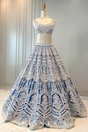 Buy_Riantas_Blue Lehenga And Blouse Raw Silk Embroidery Floral Peony Bridal Set _Online_at_Aza_Fashions