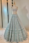 Buy_Riantas_Blue Lehenga And Blouse Taffeta Embroidery Camellia Bridal Set _Online_at_Aza_Fashions