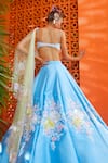 Shop_Riantas_Blue Lehenga And Blouse Taffeta Embroidery Tiffany Rose Bridal Set _at_Aza_Fashions