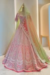 Shop_Riantas_Coral Blouse And Lehenga Raw Silk Embroidery Jasmine Bridal Set  _at_Aza_Fashions