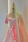 Riantas_Coral Blouse And Lehenga Raw Silk Embroidery Jasmine Bridal Set  _Online_at_Aza_Fashions