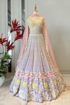 Buy_Riantas_Purple Blouse Raw Silk Embroidery Floral Daisy Bridal Lehenga Set _Online_at_Aza_Fashions