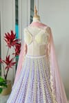 Shop_Riantas_Purple Blouse Raw Silk Embroidery Floral Daisy Bridal Lehenga Set _at_Aza_Fashions