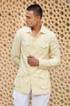 Buy_Rohit Kamra Jaipur_Yellow Linen Safari Kurta  _at_Aza_Fashions