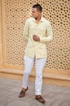 Shop_Rohit Kamra Jaipur_Yellow Linen Safari Kurta  _at_Aza_Fashions