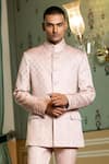 Buy_Rohit Kamra Jaipur_Pink Embossed Bandhgala _at_Aza_Fashions