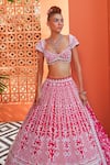 Buy_Riantas_Pink Raw Silk Embroidery Floral Square Primrose Bridal Lehenga Set _at_Aza_Fashions