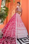 Riantas_Pink Raw Silk Embroidery Floral Square Primrose Bridal Lehenga Set _Online_at_Aza_Fashions