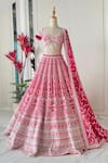 Buy_Riantas_Pink Raw Silk Embroidery Floral Square Primrose Bridal Lehenga Set _Online_at_Aza_Fashions
