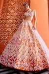 Riantas_Orange Blouse And Lehenga Raw Silk Embroidery Marigold Bridal Set _Online_at_Aza_Fashions