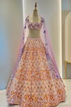 Buy_Riantas_Orange Blouse And Lehenga Raw Silk Embroidery Marigold Bridal Set _Online_at_Aza_Fashions