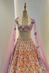Shop_Riantas_Orange Blouse And Lehenga Raw Silk Embroidery Marigold Bridal Set _Online_at_Aza_Fashions