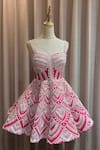 Shop_Riantas_Pink Raw Silk Embroidery Geometric Sweetheart Neck Ariel Dress _at_Aza_Fashions