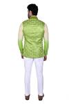Shop_Rohit Kamra Jaipur_Green Silk Brocade Nehru Jacket  _at_Aza_Fashions