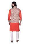 Shop_Rohit Kamra Jaipur_Beige Linen Printed Nehru Jacket  _at_Aza_Fashions
