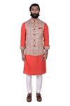 Buy_Rohit Kamra Jaipur_Beige Linen Printed Nehru Jacket  _Online_at_Aza_Fashions