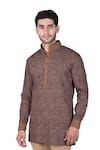 Rohit Kamra Jaipur_Maroon Linen Silk Kurta  _Online_at_Aza_Fashions