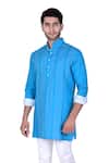 Buy_Rohit Kamra Jaipur_Blue Linen Kurta _at_Aza_Fashions