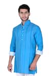 Rohit Kamra Jaipur_Blue Linen Kurta _Online_at_Aza_Fashions
