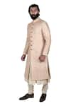 Buy_Rohit Kamra Jaipur_Beige Silk Brocade Sherwani Set  _at_Aza_Fashions