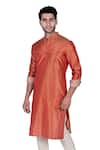 Buy_Rohit Kamra Jaipur_Orange Silk Brocade Kurta Set  _at_Aza_Fashions