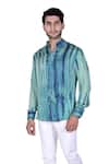 Buy_Rohit Kamra Jaipur_Blue Silk Dyed Shirt  _at_Aza_Fashions