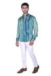 Shop_Rohit Kamra Jaipur_Blue Silk Dyed Shirt  _at_Aza_Fashions