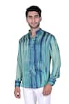 Rohit Kamra Jaipur_Blue Silk Dyed Shirt  _Online_at_Aza_Fashions