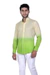 Buy_Rohit Kamra Jaipur_Green Linen Ombre Shirt  _at_Aza_Fashions