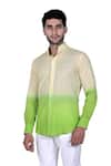 Rohit Kamra Jaipur_Green Linen Ombre Shirt  _Online_at_Aza_Fashions