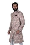 Rohit Kamra Jaipur_Beige Cashmere Cotton Silk Sherwani Set  _Online_at_Aza_Fashions