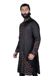 Rohit Kamra Jaipur_Black Linen Silk Kurta Set  _Online_at_Aza_Fashions