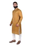 Rohit Kamra Jaipur_Yellow Cotton , Linen Kurta Set _Online_at_Aza_Fashions